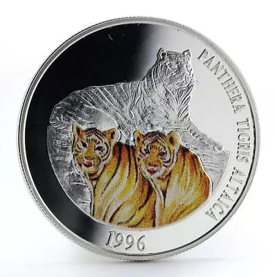 Mongolia 500 Togrog Endangered Wildlife Siberian Tigers Colored Silver Coin 1996 • $99.70