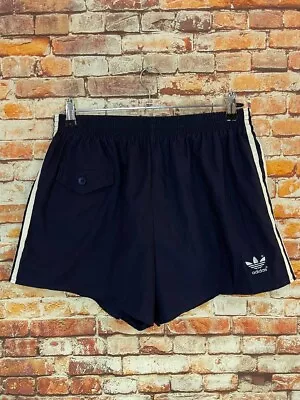 Vintage Navy Blue White Adidas Originals Yugoslavia Cotton Running Shorts • $39.90