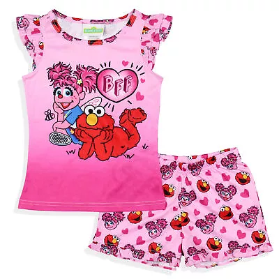 Sesame Street Girls' BFF Elmo Abby Cadabby Sleep Pajama Sleep Set Shorts • $27.95