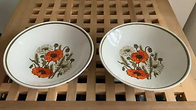£9.99 • Buy J & G Meakin Poppy Collection Cereal/Soup Bowl Set For 2