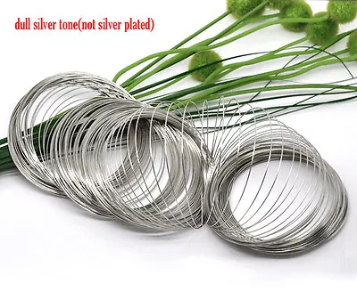 200 LOOPS SILVERTONE BRACELET MEMORY WIRE 70-75mmx0.6mm ~ BEADING~JEWELLERY (Z4) • £4.10