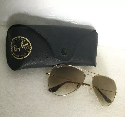 RAY-BAN RB3025 Aviator Large Metal 001/51 58-14 Gold Frame Made In Italy • $95