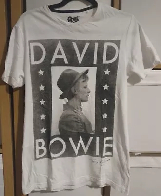 David Bowie T Shirt Rare Glam Rock Band Merch Tee Size Small White • £13.50