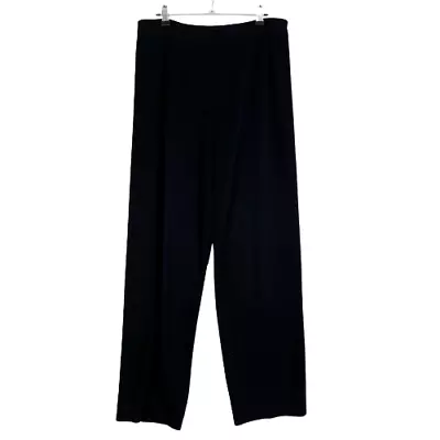 Misook Womens Black 100% Acrylic Knit Flat Front Pull On Cropped Dress Pants L • $36.97