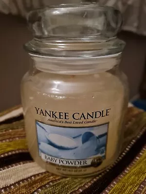 YANKEE CANDLE  Medium Jar Candle. Baby Powder. 411g. Pre 2013. Brand New. • £11.99