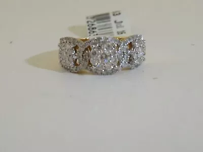 14k Yellow Gold & Affinity Diamond 3 Stone Cluster Design Ring 1 Cttw Qvc 6 • $770.89