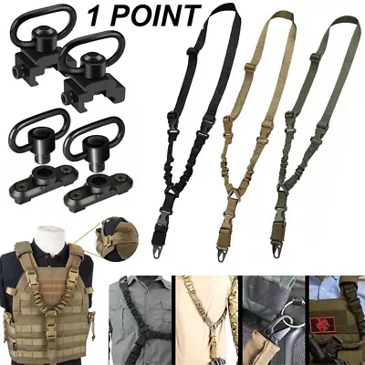 Tactical Single Point Gun Rifle Sling Strap W/ M-LOK Quick Release Sling Swivel • $8.99