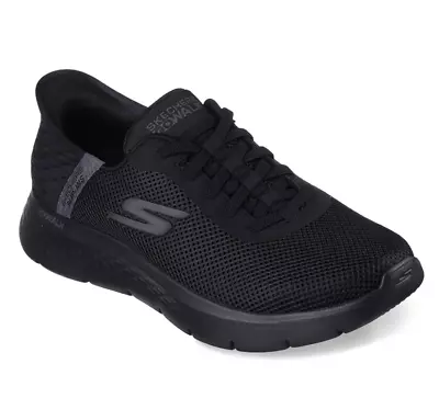 Nib Men's Skechers 216496ww/bbk Go Walk Flex Hands Up Slip-on Black Shoes E Wide • $44.95