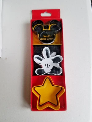 Disney Mickey Mouse Cookie Cutter 3 Pcs Set Head Hand Star • £5.67