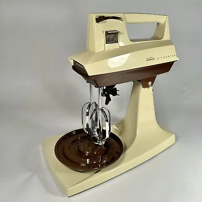 Vintage Sunbeam Mixmaster Mixer 12 Speed Tested WORKS Almond Brown Beaters Cord • $22