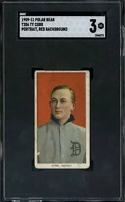 1909 T206 Ty Cobb (Portrait Red Background) Polar Bear - SGC 3 • $12000