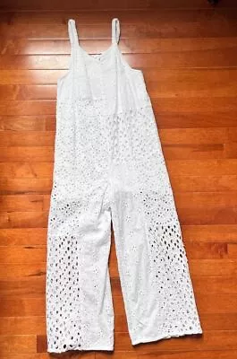 Girls Zara White Eyelet Embroidery Patchwork Jumpsuit Jumper Size 11-12 • $38