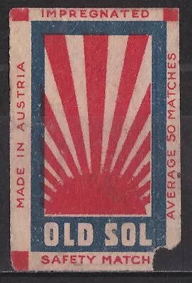Old Matchbox Label Austria Old Sol AC50 • $1.99
