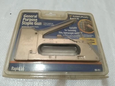 £3.99 • Buy Rawlplug Rapid 14 Staple Gun 6MM 8MM STAPLER UPHOLSTERY FABRIC CANVAS WIRE MESH