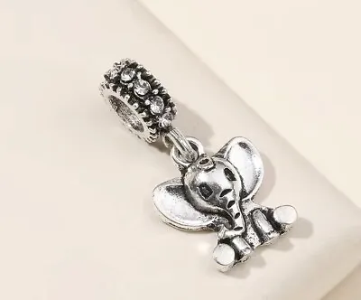 Elephant Dangle Charm Cute Lucky Animal Silver Baby Elephant Perfect Gift • £9.99