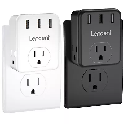 LENCENT Multi Plug Outlet Splitter Multiple Outlet Extender With 3 USB Ports • $10.99