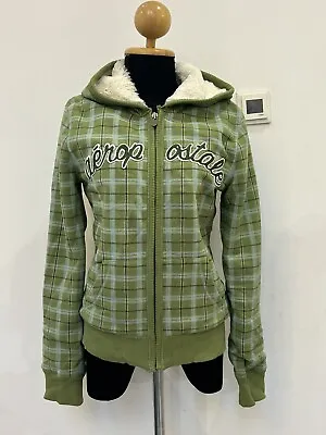 Cosy Aeropostale Green Checkered Fur Lined Zip Up Hoodie Large • £27