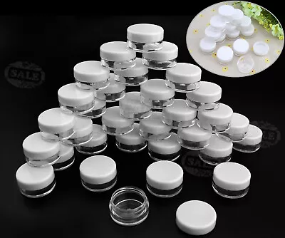 100x 3ml Small Plastic Sample Pots/Jars Glitter/Make Up/Cosmetic/Nail Art/Cream • £12.95