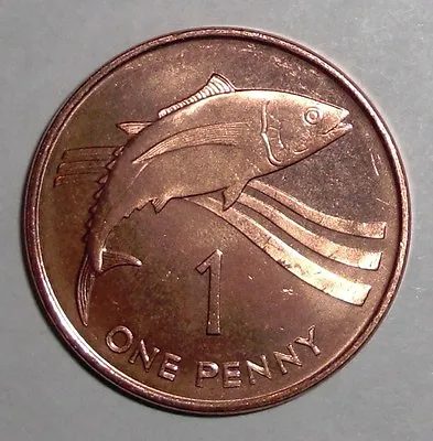 1997 St. Helena 1 Penny Coin Tuna Fish Animal Ocean Wildlife • $1.13