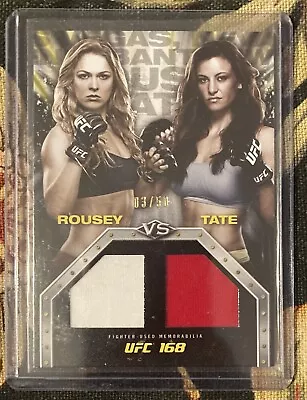 Topps 2014 UFC Knockout Duel Relic Ronda Rousey Miesha Tate 03/50 • $20.50