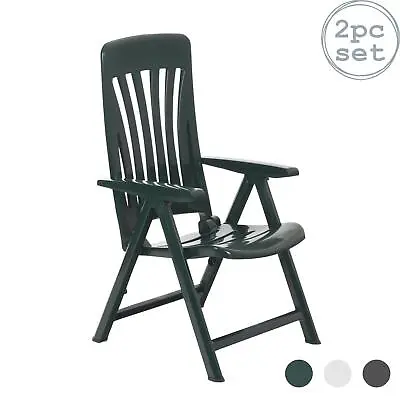Resol 2x Blanes Reclining Garden Chairs Outdoor Furniture Green • £100
