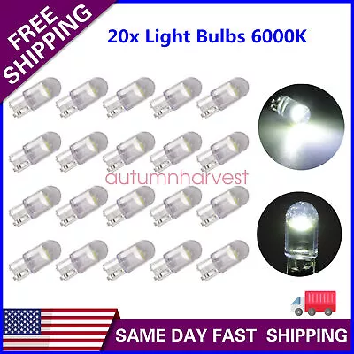 20PC 6000K White T10 194 168 W5W 2825 COB LED License Plate Interior Light Bulbs • $2.59