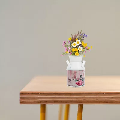 Rustic Milk Can Vase Set Of 2 Galvanized Flower Holder-EX • £10.28