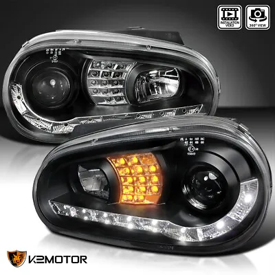 $184.38 • Buy Black Fits 1999-2002 VW Cabrio 99-06 Golf MK4 Projector Headlights LED Signal