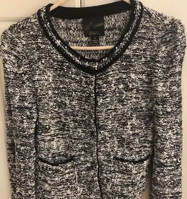 McGinn Nordstrom Black White Front Pockets Knit Sweater Jacket  Size S • $39.95