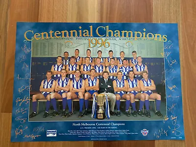 $30 • Buy Official Afl North Melbourne Kangaroos 1996 Premiership Poster Signed *ltd Ed*