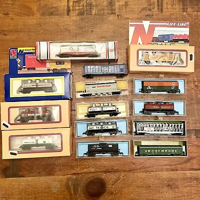Lot Of N Scale Freight Cars Boxcar Tank Car Atlas Postage Stamp AHM • $115