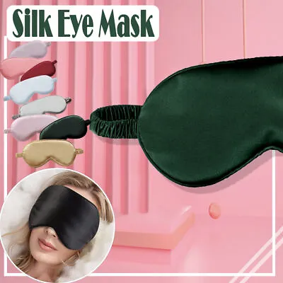 $6.12 • Buy Pure Soft Silk EyeShade Blindfold Sleep Eye Mask Cover Light Shade Travel Relax