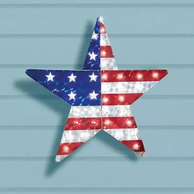 Large Lighted Metallic Patriotic Star Outdoor Decor Prismatic US Flag Design 24  • $40.99