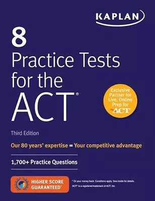 8 Practice Tests For The ACT: 1700+ Practice Questions (Kaplan Test Prep) • $5.59