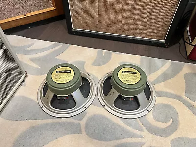 Pair 1971 Celestion G12H T1234 30 Watt Greenback Guitar Amp Speakers 8 Ohm • $1129.99