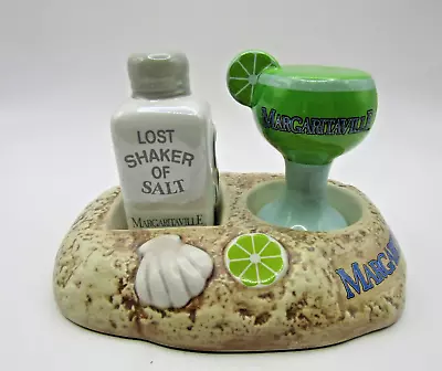 Jimmy Buffett Margaritaville Ceramic Tropical Salt & Pepper Shakers & Base • $29.99