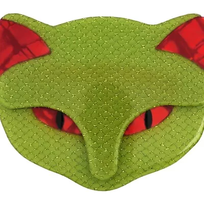 LEA STEIN Brooch Attila The Cat In Green & Red Acetate Handmade In Paris France • $95