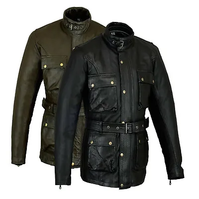 Australian Biker Gear Mens Motorcycle Motorbike Vintage Aged Look Leather Jacket • $164.18