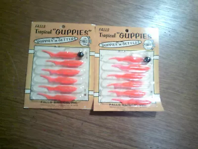 2- - VINTAGE Falls Bait Co.  TROPICAL GUPPIES  Jigs #5-G   ORANGE FALLS BAIT CO • $7.50