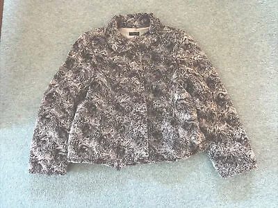 Caroline Charles Faux Fur Grey Jacket Size 14 Luxurious Lined Pockets • £35