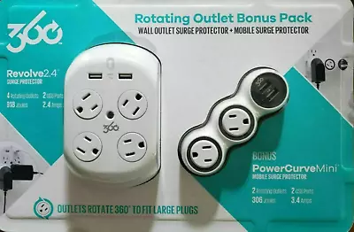 Revolve 2.4 Wall Outlet Surge Protector+Power Curve Mini Mobile Surge Protector • $31.43