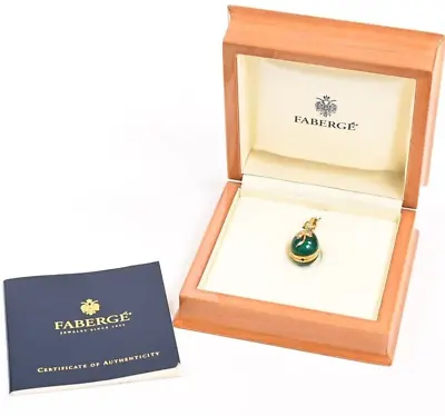 Faberge Green Enamel Clover Diamond 18k Yellow Gold Egg Pendant Top Limited 300 • $4700