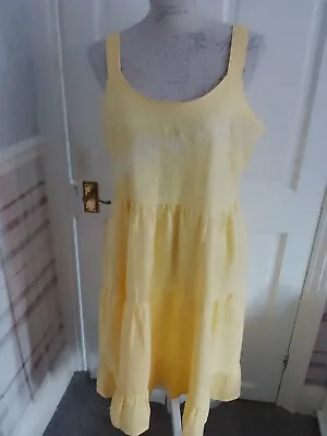 Next Summer Dress Size 14 Banana Yellow Shade With Frilled Layer • £5.99