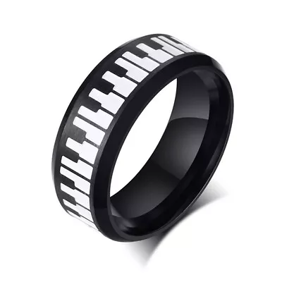 Fashion Hip Hop Piano Keyboard Ring Men Ring Musical Singer Fans Stainless Steel • $8.61