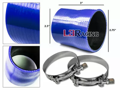 BLUE 2.75 -2.5  70-63mm 3-ply Silicone Reducer Hose Turbo Intake Intercooler Inf • $10.79