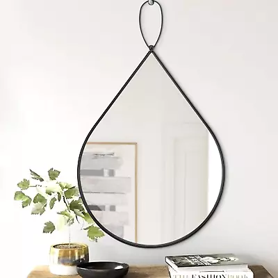 Wall Mirror With Metal Framed Black Teardrop Hanging Mirror Modern Decorative Mi • $33.42