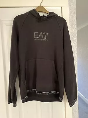 EA7 EMPORIO ARMANI Black Hoodie Hoody Size MEDIUM • £18