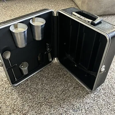 Vintage 1960s Portable Travel Suitcase Briefcase Bar Platt Cocktail Kit NO KEY  • $45