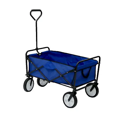 £54.99 • Buy NEW! Blue Heavy Duty Foldable Garden Trolley Cart Wagon Truck Wheelbarrow