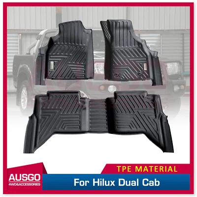 $249.99 • Buy AUSGO 5D TPE Door Sill Covered Floor Mats For Toyota Hilux Dual Cab 2005-2015
